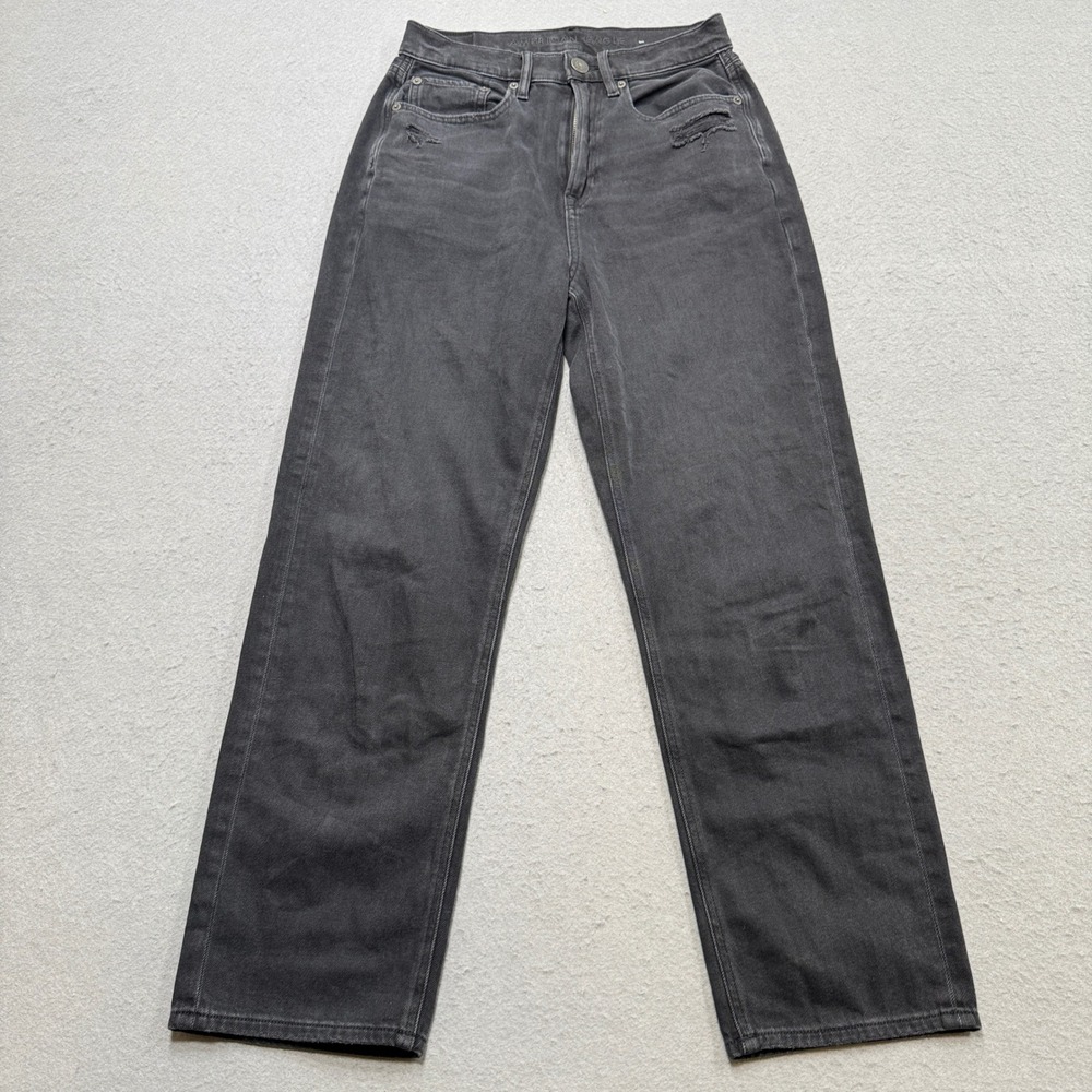 American Eagle Jeans Women's 6 Black Faded Wide Leg High Rise Baggy Streetwear